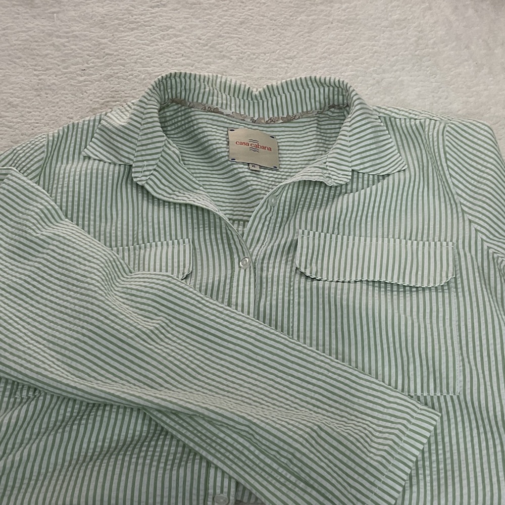 Converse Mint Striped Casual Button-Down Shirt